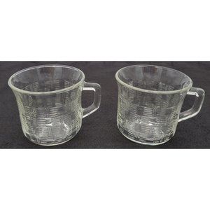 2 Glass Fortecrisa Mexico Basketweave Flat 8oz Coffee  Tea Cups